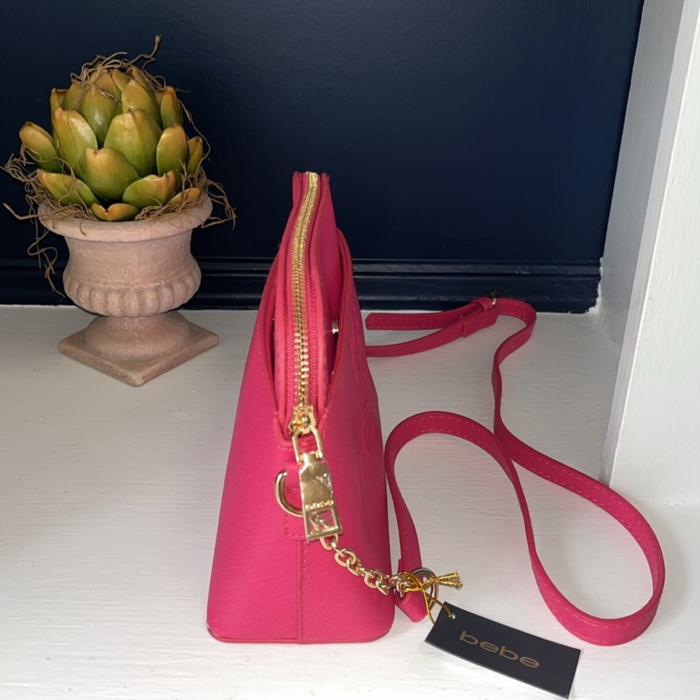 NEW BEBE “Polly” Dome-Shaped Crossbody BARBIE BRIGHT RASPBERRY PINK - Picture 12 of 17